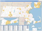 Massachusetts <br /> Wall Map <br /> Zip Code <br /> Basic Style 2025 Map