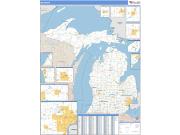 Michigan <br /> Wall Map <br /> Zip Code <br /> Basic Style 2025 Map