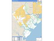 Chatham County, GA <br /> Wall Map <br /> Zip Code <br /> Basic Style 2025 Map