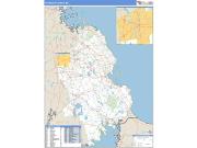 Plymouth County, MA <br /> Wall Map <br /> Zip Code <br /> Basic Style 2025 Map