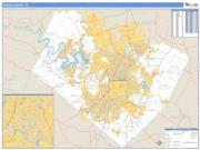 Travis County, TX <br /> Wall Map <br /> Zip Code <br /> Basic Style 2025 Map