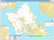 Honolulu <br /> Wall Map <br /> Basic Style 2025 Map