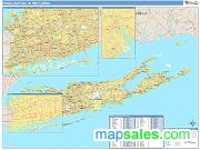 Nassau-Suffolk <br /> Wall Map <br /> Basic Style 2025 Map