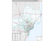 Detroit-Warren-Dearborn Metro Area <br /> Wall Map <br /> Premium Style 2025 Map