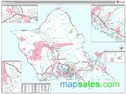 Honolulu Metro Area <br /> Wall Map <br /> Premium Style 2025 Map