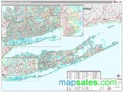 Nassau-Suffolk Metro Area <br /> Wall Map <br /> Premium Style 2025 Map