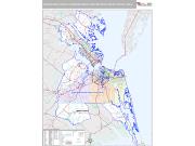Virginia Beach-Norfolk-Newport News Metro Area <br /> Wall Map <br /> Premium Style 2025 Map