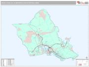 Urban Honolulu Metro Area <br /> Wall Map <br /> Premium Style 2025 Map