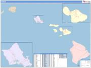 Hawaii <br /> Wall Map <br /> Color Cast Style 2025 Map