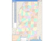 Mississippi <br /> Wall Map <br /> Color Cast Style 2025 Map