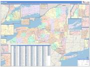 New York <br /> Wall Map <br /> Color Cast Style 2025 Map
