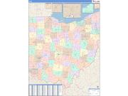 Ohio <br /> Wall Map <br /> Color Cast Style 2025 Map