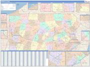 Pennsylvania <br /> Wall Map <br /> Color Cast Style 2025 Map