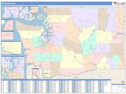 Washington <br /> Wall Map <br /> Color Cast Style 2025 Map