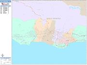 Santa Barbara <br /> Wall Map <br /> Color Cast Style 2025 Map