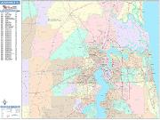 Jacksonville <br /> Wall Map <br /> Color Cast Style 2025 Map
