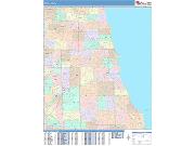 Chicago <br /> Wall Map <br /> Color Cast Style 2025 Map