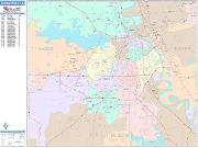 Shreveport <br /> Wall Map <br /> Color Cast Style 2025 Map
