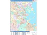Boston <br /> Wall Map <br /> Color Cast Style 2025 Map