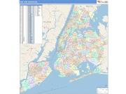 New York 5 Boroughs <br /> Wall Map <br /> Color Cast Style 2025 Map