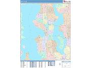 Seattle <br /> Wall Map <br /> Color Cast Style 2025 Map