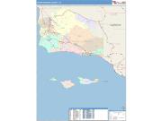 Santa Barbara <br /> Wall Map <br /> Color Cast Style 2025 Map