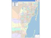Miami-Dade <br /> Wall Map <br /> Color Cast Style 2025 Map