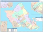 Honolulu <br /> Wall Map <br /> Color Cast Style 2025 Map