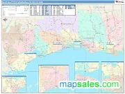 Biloxi-Gulfport-Pascagoula <br /> Wall Map <br /> Color Cast Style 2025 Map