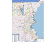Boston-Cambridge-Newton <br /> Wall Map <br /> Color Cast Style 2025 Map