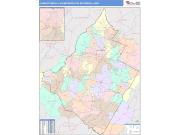 Charlottesville <br /> Wall Map <br /> Color Cast Style 2025 Map
