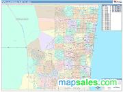 Fort Lauderdale <br /> Wall Map <br /> Color Cast Style 2025 Map