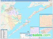 Galveston-Texas City <br /> Wall Map <br /> Color Cast Style 2025 Map