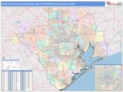 Houston-The Woodlands-Sugar Land <br /> Wall Map <br /> Color Cast Style 2025 Map