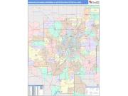 Indianapolis-Carmel-Anderson <br /> Wall Map <br /> Color Cast Style 2025 Map