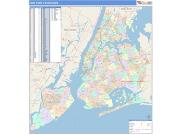 New York 5 Boroughs <br /> Wall Map <br /> Color Cast Style 2025 Map