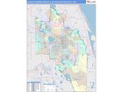 Orlando-Kissimmee-Sanford <br /> Wall Map <br /> Color Cast Style 2025 Map