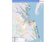 Virginia Beach-Norfolk-Newport News <br /> Wall Map <br /> Color Cast Style 2025 Map