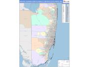 Miami-Fort Lauderdale-West Palm Beach <br /> Wall Map <br /> Color Cast Style 2025 Map