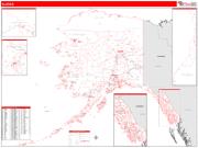 Alaska <br /> Wall Map <br /> Zip Code <br /> Red Line Style 2025 Map