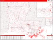 Louisiana <br /> Wall Map <br /> Zip Code <br /> Red Line Style 2025 Map