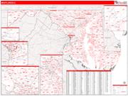 Maryland <br /> Wall Map <br /> Zip Code <br /> Red Line Style 2025 Map