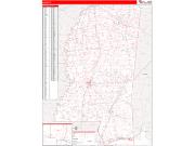 Mississippi <br /> Wall Map <br /> Zip Code <br /> Red Line Style 2025 Map