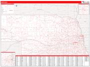 Nebraska <br /> Wall Map <br /> Zip Code <br /> Red Line Style 2025 Map