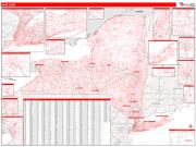 New York <br /> Wall Map <br /> Zip Code <br /> Red Line Style 2025 Map