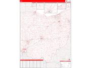 Ohio <br /> Wall Map <br /> Zip Code <br /> Red Line Style 2025 Map