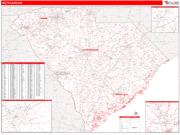 South Carolina <br /> Wall Map <br /> Zip Code <br /> Red Line Style 2025 Map