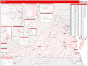 Virginia <br /> Wall Map <br /> Zip Code <br /> Red Line Style 2025 Map