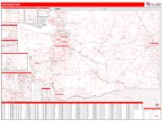 Washington <br /> Wall Map <br /> Zip Code <br /> Red Line Style 2025 Map