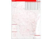 Wisconsin <br /> Wall Map <br /> Zip Code <br /> Red Line Style 2025 Map